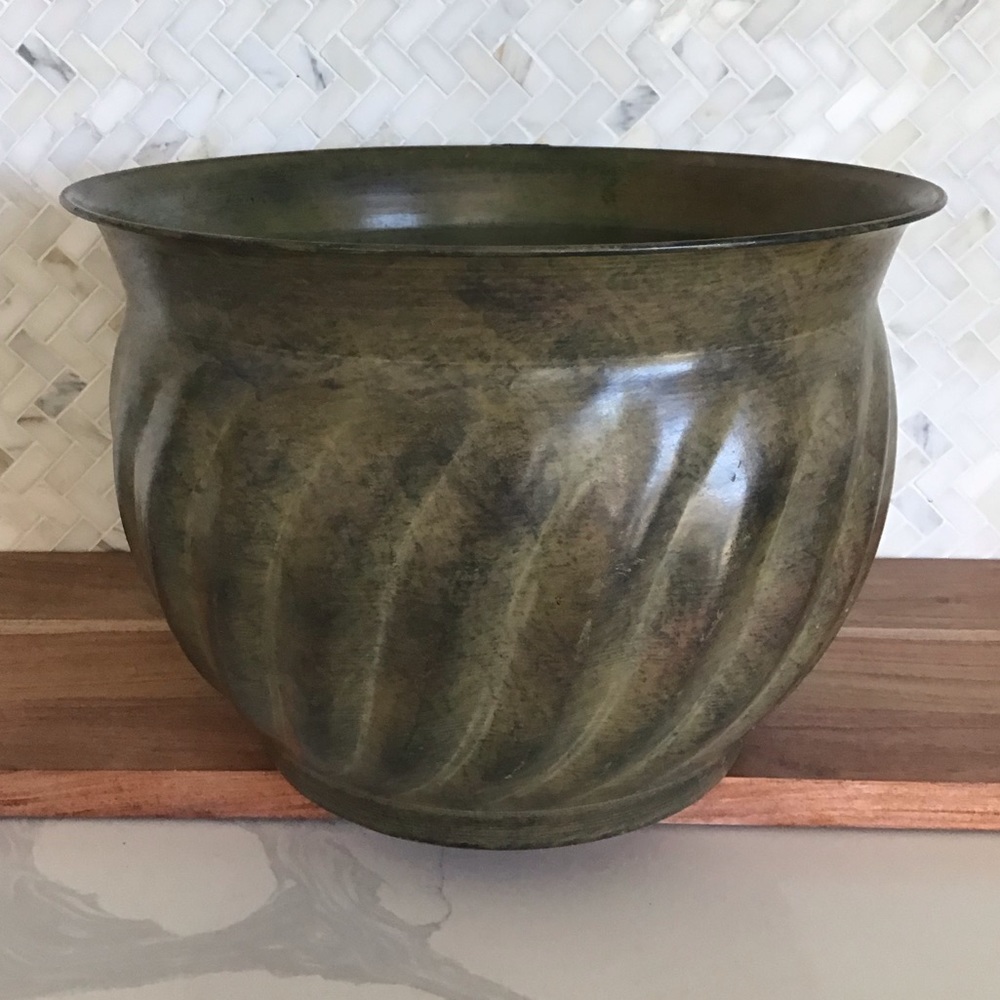 Decorative Green Distressed Metal Planter